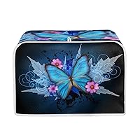 Blue Butterfly Toaster Cover 2 Slice Small Appliance Covers Toaster Bag Dust Cover with Top Handle Trendy Toaster Oven Cover Washable, Flowers Leaf Pattern, M