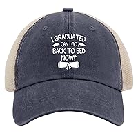 Graduated I Can Go to Bed Now Hat for Mens Baseball Cap Vintage Washed Workout Hats Light Weight