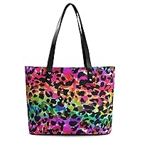 Womens Handbag Animal Rainbow Leather Tote Bag Top Handle Satchel Bags For Lady