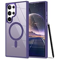 Magnetic for Samsung Galaxy S23 Ultra Case,[Compatible with MagSafe & Magnetic Car Phone Mount] Translucent Matte Back Shockproof Protective Slim Phone Cover for S23 Ultra Case,Deep Purple