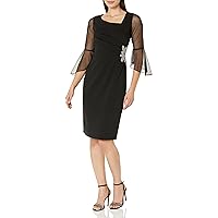 Alex Evenings Women's Short Shift Dress with Embellished Illusion Detail