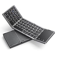 seenda QWERTZ Foldable Bluetooth Keyboard with Touchpad for Multi Device Rechargeable Wireless Keyboard with Trackpad for Windows iOS Android Mac Smartphone iPad Tablet Laptop PC