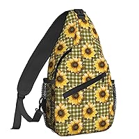 Sunflower Stripes Crossbody Bags For Women Sling Backpack Men Chest Shoulder Bag Gym Cycling Travel Hiking Casual Daypack
