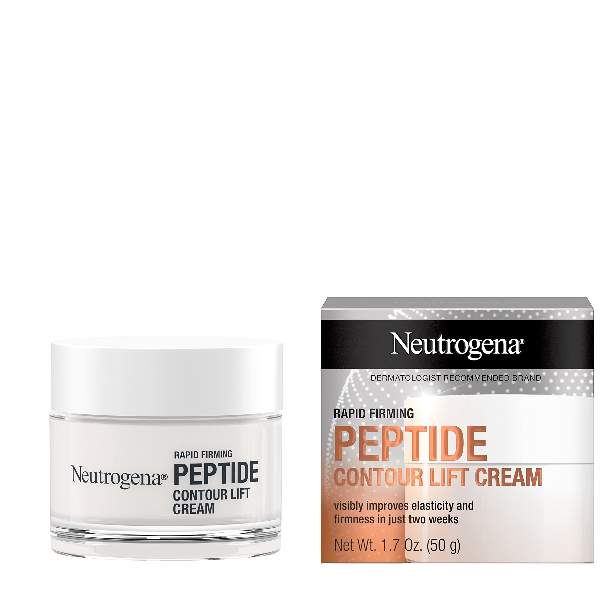 Neutrogena Rapid Firming Peptide Contour Lift Face Cream, Moisturizing Daily Facial Cream to visibly firm & lift skin plus smooth the look of wrinkles, Mineral Oil- & Dye-Free, 1.7 oz