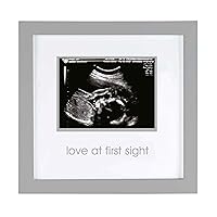 Pearhead Love at First Sight Sonogram Picture Frame, Pregnancy Keepsake Photo Frame, Gender-Neutral Nursery Décor, Expecting Mother Accessory, Gray