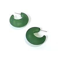 Sea Glass Green Hoop Earrings | vintage frosted lucite snail shell hoops - SNL-GR-3