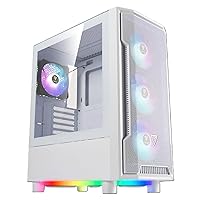 GAMDIAS ATX Mid Tower ARGB Gaming Computer PC Case with Side Tempered Glass, 4X 120mm Build-in ARGB PWM Fans, Unique Under-Glowing RGB Lighting Effect