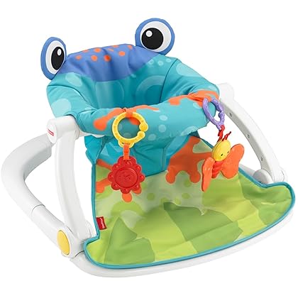 Fisher-Price Portable Baby Chair Sit-Me-Up Floor Seat with Bpa-Free Teether and Crinkle Toy, Froggy Seat Pad