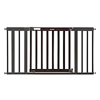 Summer Infant West End Safety Baby Gate, Dark Walnut Stained Wood with Charcoal Metal Frame – 30” Tall, Fits Openings up to 36” to 60” Wide, Baby and Pet Gate for Wide Spaces and Open Floor Plans