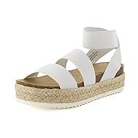 CUSHIONAIRE Women's Mandy Cork Espadrille Wedge Sandal,