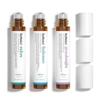 Essential Oils Set (Dream, Stress, Balance), Aromatherapy Roll On Blends for Massage, Skin Care, Home - Relaxation Fragrance Gift for Women and Men