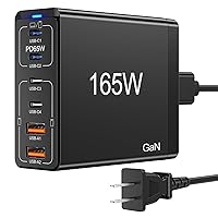 165W USB C Fast Charger, 6 Port GaN PD Charging Station, Wall Charger Block Hub Plug, Laptop Power Adapter Compatible with MacBook Pro/Air iPad Pro iPhone 15 14 13 12 11 Galaxy Note S23 Pixel 7
