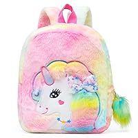 CBOALOGR Cute Plush Unicorn Toddler Small Backpack Little Plush Bookbag for Girls 3 to 6 years old