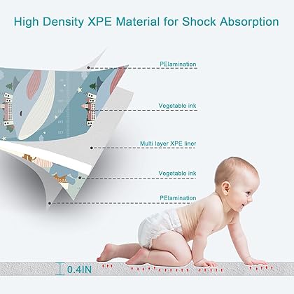 YOOVEE Foldable Baby Play Mat for Crawling, Extra Large Play Mat for Baby, Waterproof Non Toxic Anti-Slip Reversible Foam Playmat for Baby Toddlers Kids (Whale & Elephant)