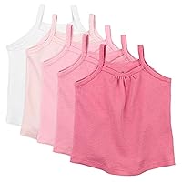 HonestBaby 5-Pack Cami Tops Sleeveless T-Shirts 100% Organic Cotton for Infant and Toddler Baby Girls