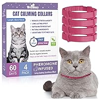 4 Pack Calming Collar for Cats, Adjustable Cat Calming Collar for Cat Anxiety Relief, Cat Pheromones Collar, Water-Resistant & Breakaway Calming Cat Collars, Long-Lasting 60 Days, Red