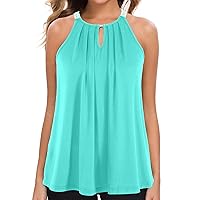 MANER Women's Tank Top Casual Halter Top Summer Flowy Cami Loose Fit Sleeveless Shirts