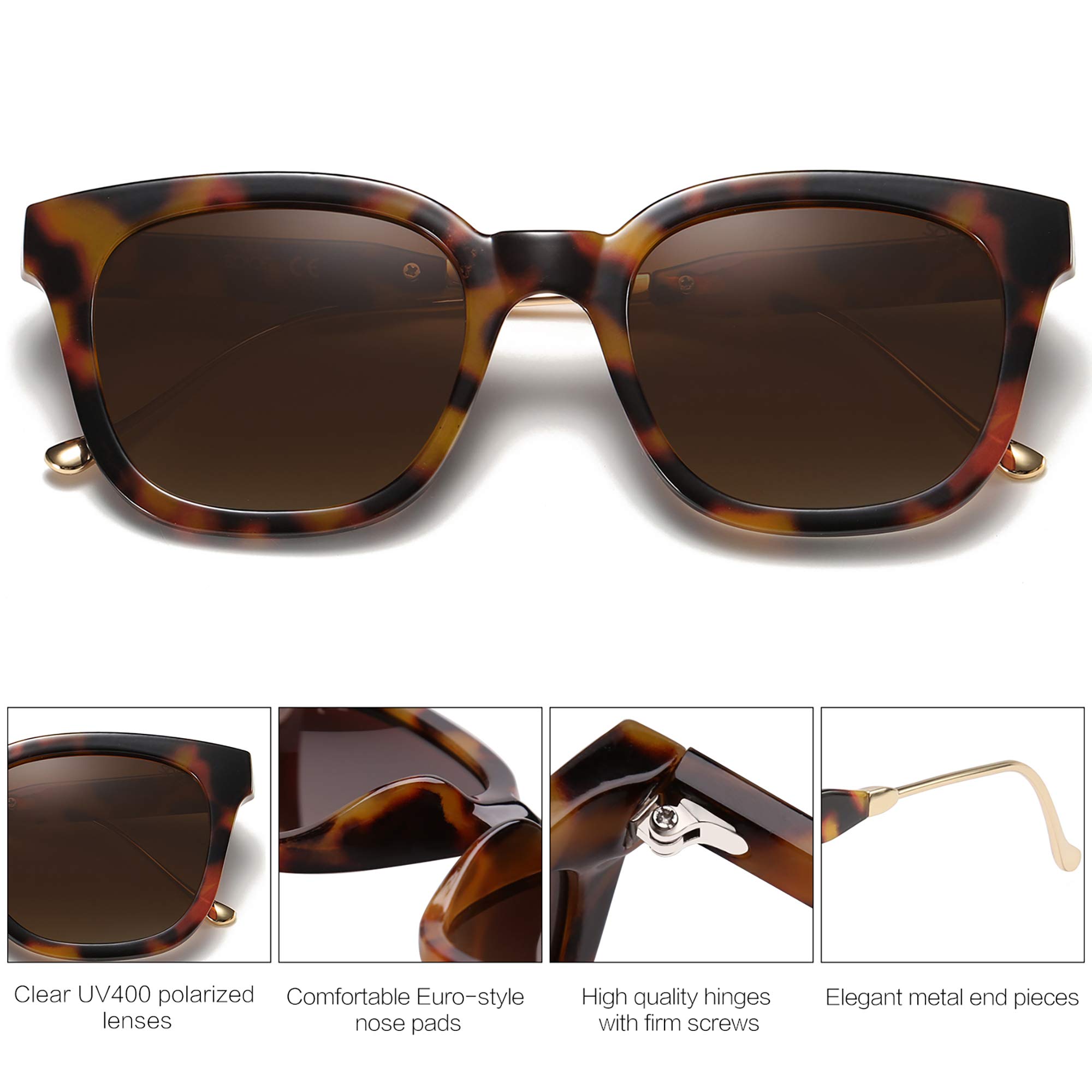 SOJOS Classic Square Polarized Sunglasses for Women Men Retro Trendy UV400 Sunnies SJ2050