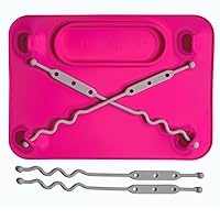 BUSY BABY Silicone Placemat-As Seen On Shark Tank-Built-in Suction Cups-4 Toy Tethers for Babies Toddlers and Kids-Food Grade Silicone-8.5 x 11 in-Comes with Travel Sleeve-Dishwasher Safe-Pink