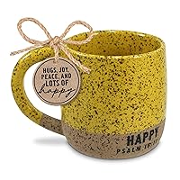 Lighthouse Christian Products Happy Yellow and Tan 18 Ounce Ceramic Cozies Coffee Cup Mug