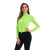Womens Long Sleeve Turtleneck Tops Soft Stretchy Fitted Base Layer Shirt