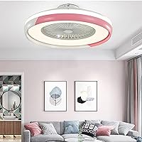 Ceiling Fan with Light Kids Reversible 3 Colors Dimmable Silent Remote Control Fan Ceiling Lights with Timer Indoor Bedroom Dining Room Lounge Fan with Ceiling Light/Pink