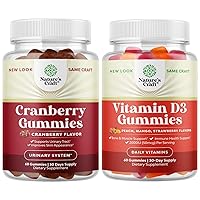 Bundle of Vitamin D3 Immune Support Gummies and Natural Cranberry Gummies for Women and Men - Bone Strength Heart Health and Immune System Supplement - Urinary Tract Health Kidney Support Bladder