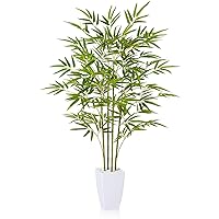 4FT Artificial Bamboo Tree Potted Fake Plants Lifelike Plastic Faux Trees for Room Office Home Decor Indoor Outdoor