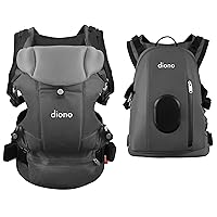 Diono Carus Complete 4-in-1 Baby Carrier with Detachable Backpack, Front Carry & Back Carry, Newborn to Toddler up to 33 lb / 15 kg, Gray Light