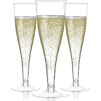 Prestee 100 Clear Disposable Champagne Flutes - Glasses for Weddings, Parties, New Years Eve, Toasting & Mimosas - 2023