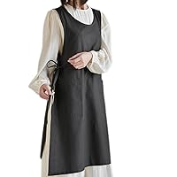 Women's Cross Back Cotton Japanese Pinafore Apron with Pockets