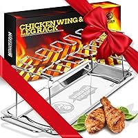 Mountain Grillers Chicken Leg Rack for Grill - Hold Up 12 Legs, Chicken Wings, Thighs, Drumsticks, BBQ Grill Chicken Rack with A Locking Mechanism & Deep Drip Tray for Smoker Premium Stainless Steel