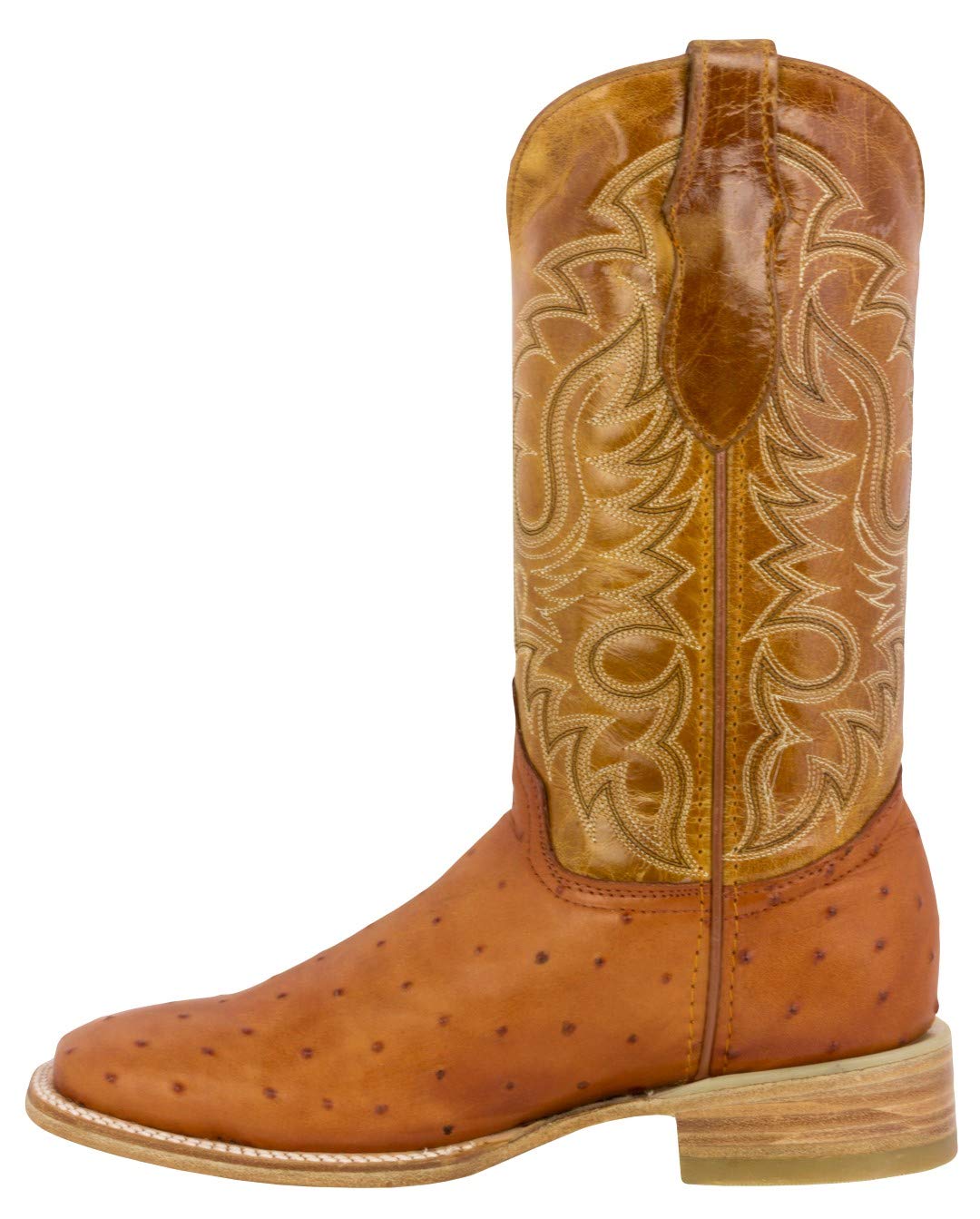 Texas Legacy Mens Mango Western Leather Cowboy Boots Ostrich Quill Print Square