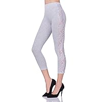 FUTURO FASHION® Cropped 3/4 Lenght Sexy Flexy Cotton Leggings with Lace Active Dance LPL34