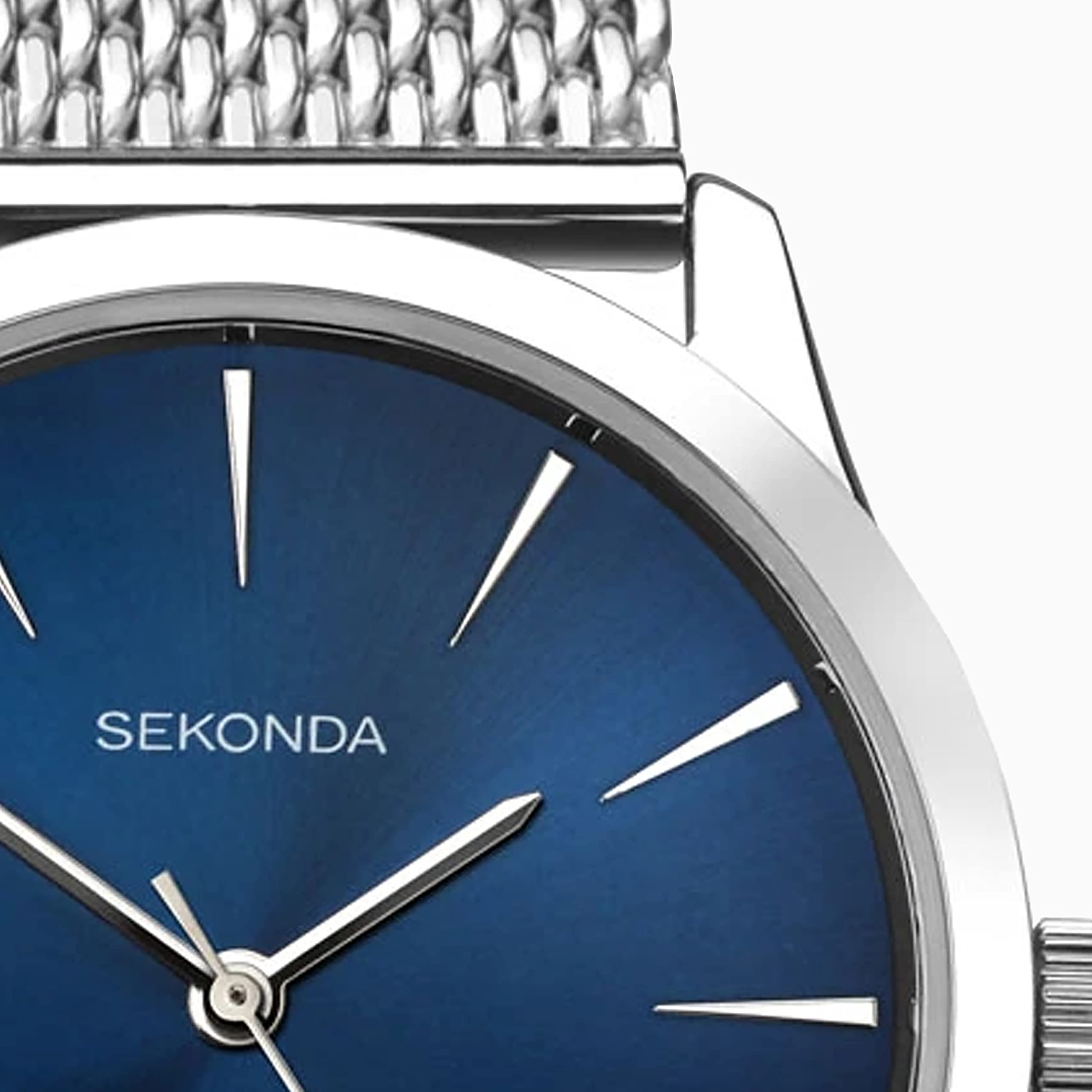 Sekonda Men's Quartz Watch with Blue Dial Analogue Display and Silver Stainless Steel Bracelet 1065.27