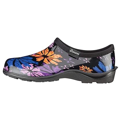 Sloggers Waterproof Garden Shoe for Women – Outdoor Slip On Rain and Garden Clogs with Premium Comfort Insole, (Flower Power), (Size 9)