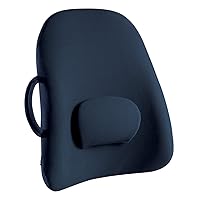 ObusForme Navy Lowback Backrest Support, Removable Adjustable Lumbar Support, Contoured Cushioning Provides Supportive Comfort, Handle For Portability, Hypoallergenic Cover Can Be Removed To Wash