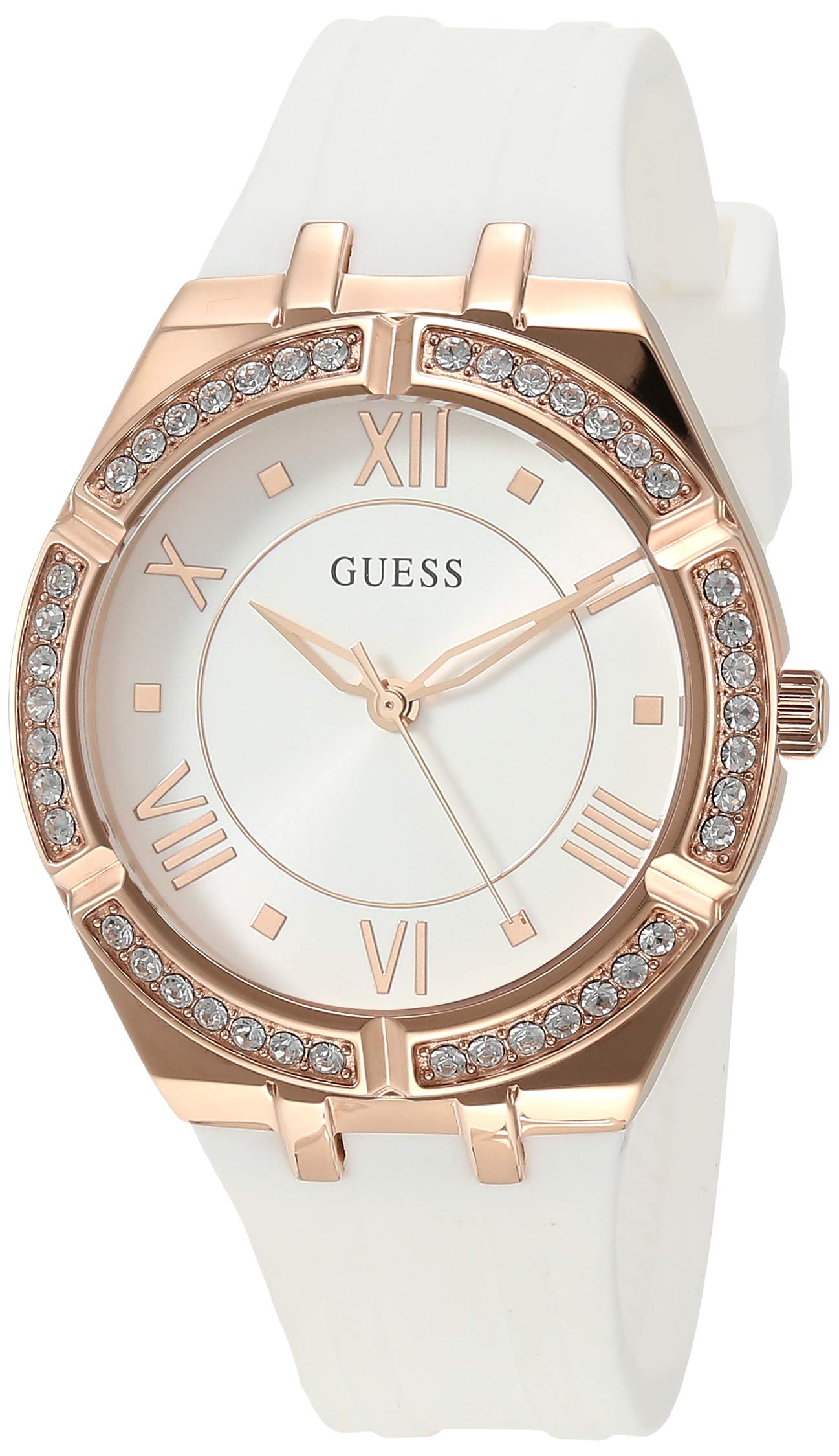 GUESS Crystal White Silicone Watch