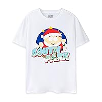 South Park Mens Christmas T-Shirt | Adults Eric Cartman Santa White Graphic Tee | Seasonal TV Show Cartoon Short Sleeve Top