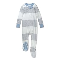 HonestBaby Non-Slip Footed Pajamas One-Piece Sleeper Jumpsuit Zip-Front PJs 100% Organic Cotton for Baby Boys