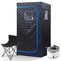 Smartmak Full Size Portable Sauna Kit, 4 Liters Steamer with Remote Control, Personal Steam Sauna Full Body Spa Room for Home Relaxation Detox Therapy, Chair is Included (L 33.9