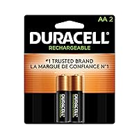 Duracell Rechargeable AA Batteries, 2 Count Pack, Double A Battery For Long-lasting Power, All-Purpose Pre-Charged Battery For Household And Business Devices