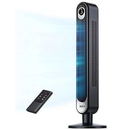 Dreo Cruiser Pro T1 Tower Fan, 42 Inch Quiet Oscillating Bladeless Fan with Remote, 3 Modes & 24%22 Space Heater, 10ft/s Fast Quiet Heating Portable Electric Heater with Remote, 3 Modes, Black