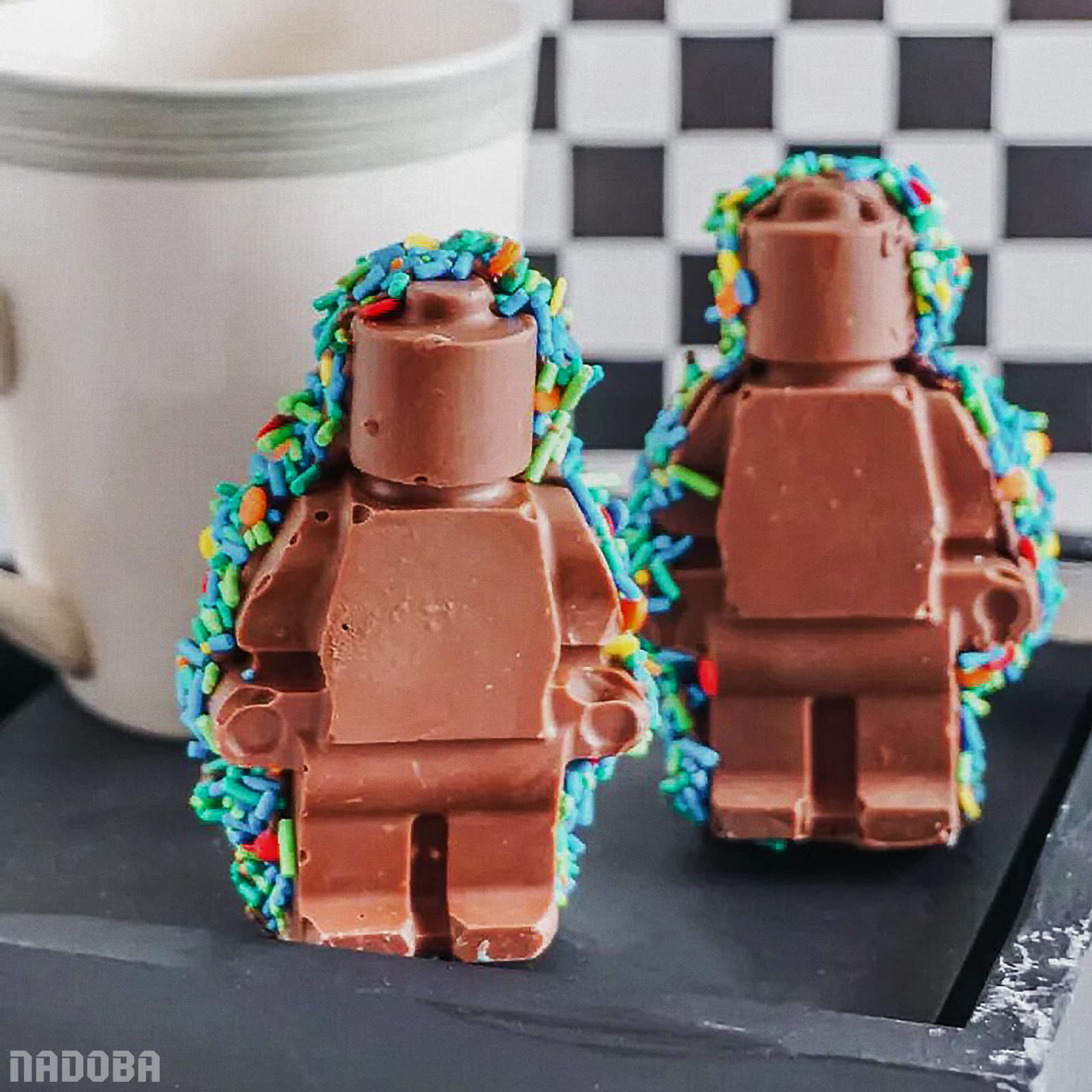 Building Brick Candy Robot Mold Chocolate Mold Set Silicone Building Block Mold Ice Cube Trays for Making Melted Chocolate Fondant Jelly Dome Mousse（6 Pcs)