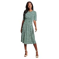 London Times Women's Inset Waist Midi Dress Career Office Occasion Guest of