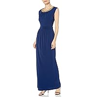 ELLEN TRACY Women's Beaded Collar with Lace Back Inset Gown
