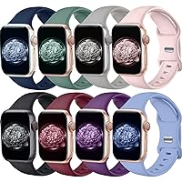 Brigtlaiff 8 Pack Bands Compatible with Apple Watch Band 38mm 40mm 41mm 42mm 44mm 45mm 49mm for Women Men, Breathable Soft Silicone Sport Strap for iWatch Series Ultra 9 8 7 6 5 4 3 2 1 SE