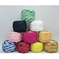 10 Pieces Premium Quality Double Shaded Cotton Balls Crochet Cotton Embroidery Thread Balls Size 8 Pearl Cotton Balls (8 Meters Each)