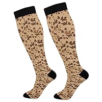 Nurse Compression Socks For Women Wide Calf Fit Compression Socks For Men for Teens Tube Socks 2 Pack Brown