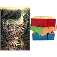 1000 Pieces Puzzles for Adults Wooden Bookshelf Canal Jigsaw Puzzle Book Library Puzzles & Speed Cube 3x3x3 Smoothly Magic Cube